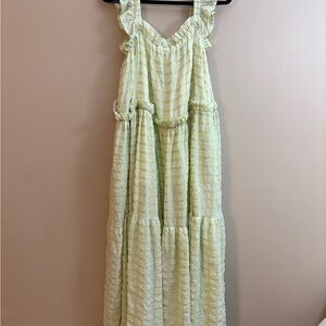 MABLE Light Yellow Textured Maxi Dress